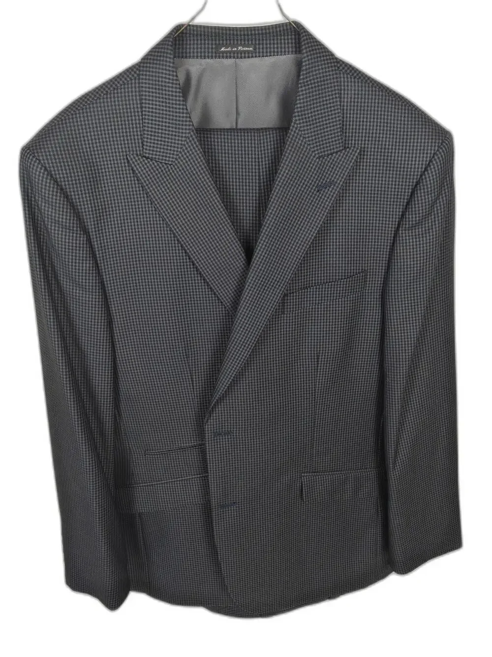 Steve Harvey Collection Sartorial Men's 48R Blue Gray Check Suit 2-Piece Set